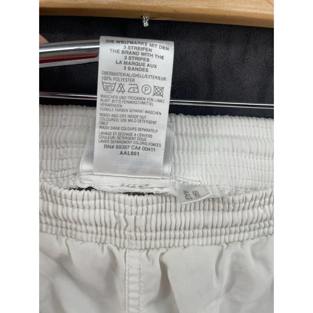 Y2K Adidas Men White Swim Trunks Shorts Size L‎ Mesh Lined Pockets Logo